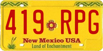 NM license plate 419RPG