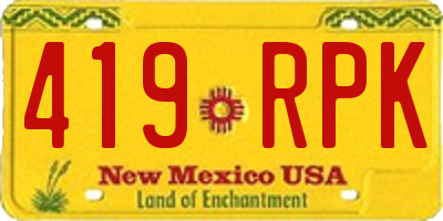 NM license plate 419RPK