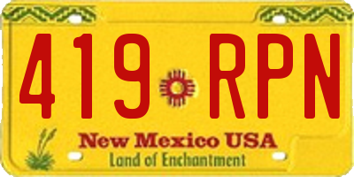 NM license plate 419RPN