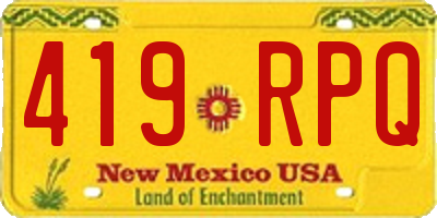 NM license plate 419RPQ