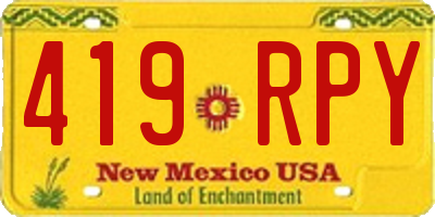 NM license plate 419RPY