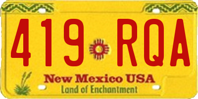 NM license plate 419RQA