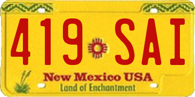 NM license plate 419SAI