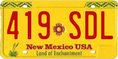 NM license plate 419SDL