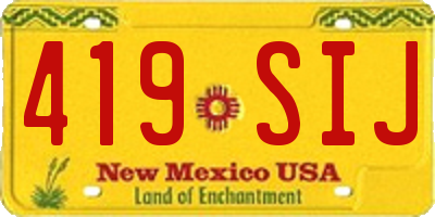 NM license plate 419SIJ