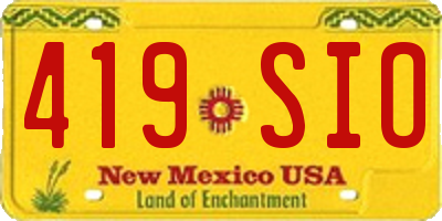 NM license plate 419SIO