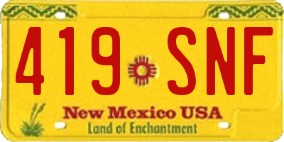 NM license plate 419SNF
