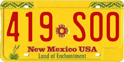 NM license plate 419SOO