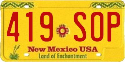NM license plate 419SOP
