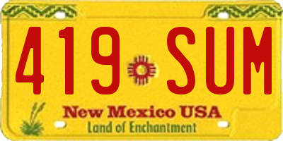 NM license plate 419SUM