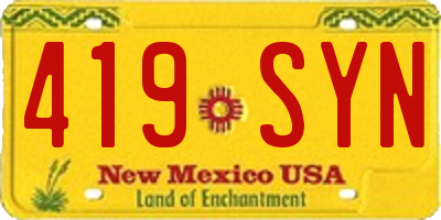 NM license plate 419SYN