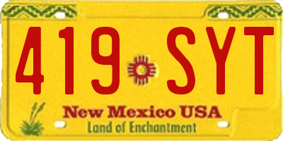NM license plate 419SYT
