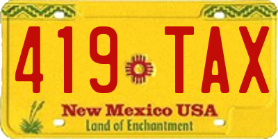 NM license plate 419TAX