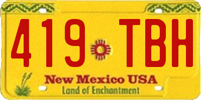 NM license plate 419TBH