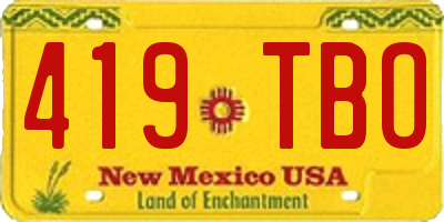 NM license plate 419TBO