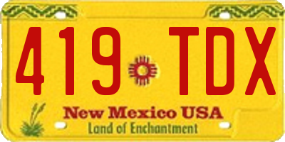 NM license plate 419TDX