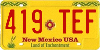 NM license plate 419TEF