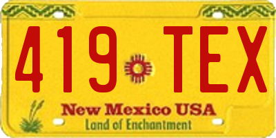 NM license plate 419TEX