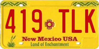 NM license plate 419TLK