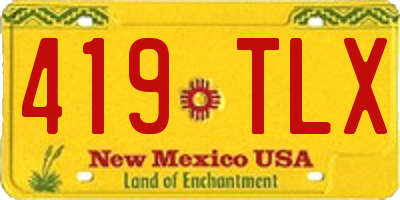 NM license plate 419TLX