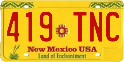 NM license plate 419TNC