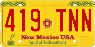 NM license plate 419TNN