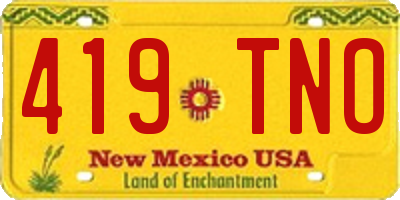 NM license plate 419TNO