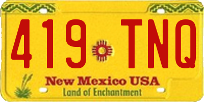 NM license plate 419TNQ