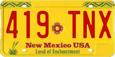 NM license plate 419TNX