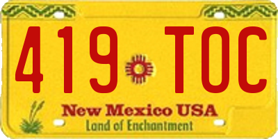 NM license plate 419TOC