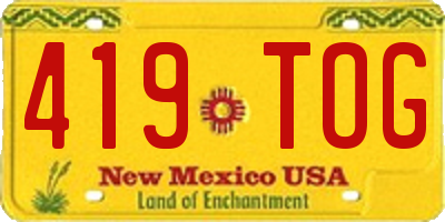 NM license plate 419TOG