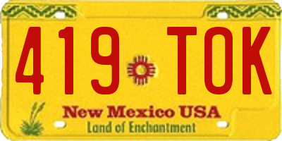 NM license plate 419TOK