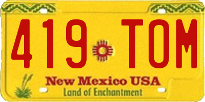 NM license plate 419TOM