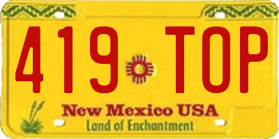NM license plate 419TOP