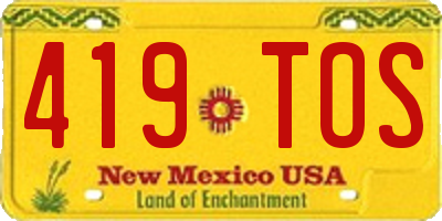 NM license plate 419TOS