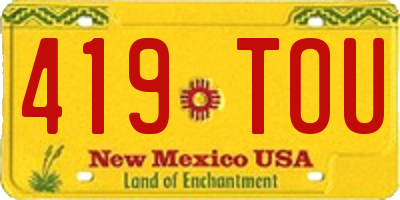 NM license plate 419TOU
