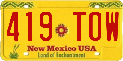 NM license plate 419TOW