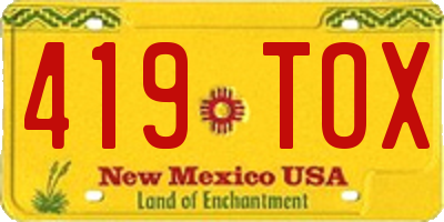 NM license plate 419TOX