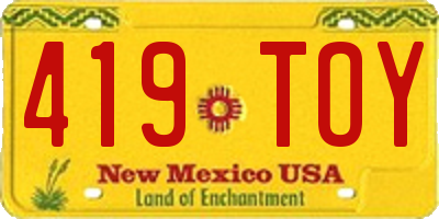 NM license plate 419TOY