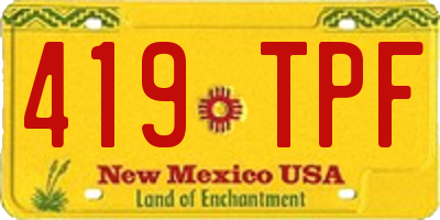 NM license plate 419TPF