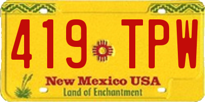 NM license plate 419TPW