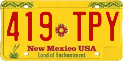 NM license plate 419TPY