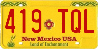 NM license plate 419TQL
