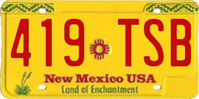 NM license plate 419TSB