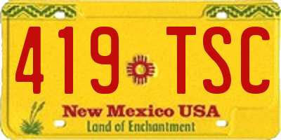 NM license plate 419TSC