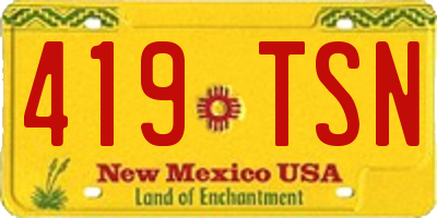 NM license plate 419TSN