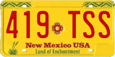 NM license plate 419TSS