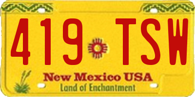 NM license plate 419TSW