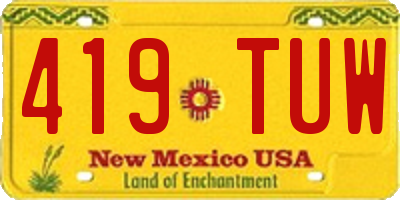 NM license plate 419TUW