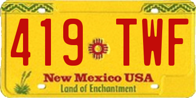 NM license plate 419TWF